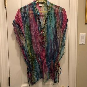 Sheer Jeweled Alberto Makali Top